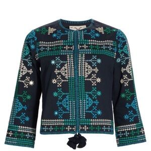FIGUE Harrison Embroidered Jacket Midnight Navy Size S